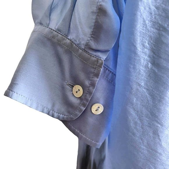 Vintageโ90โs DOLCE & GABBANA White Label Baby Blue Button Down Blouse - Picture 12 of 14